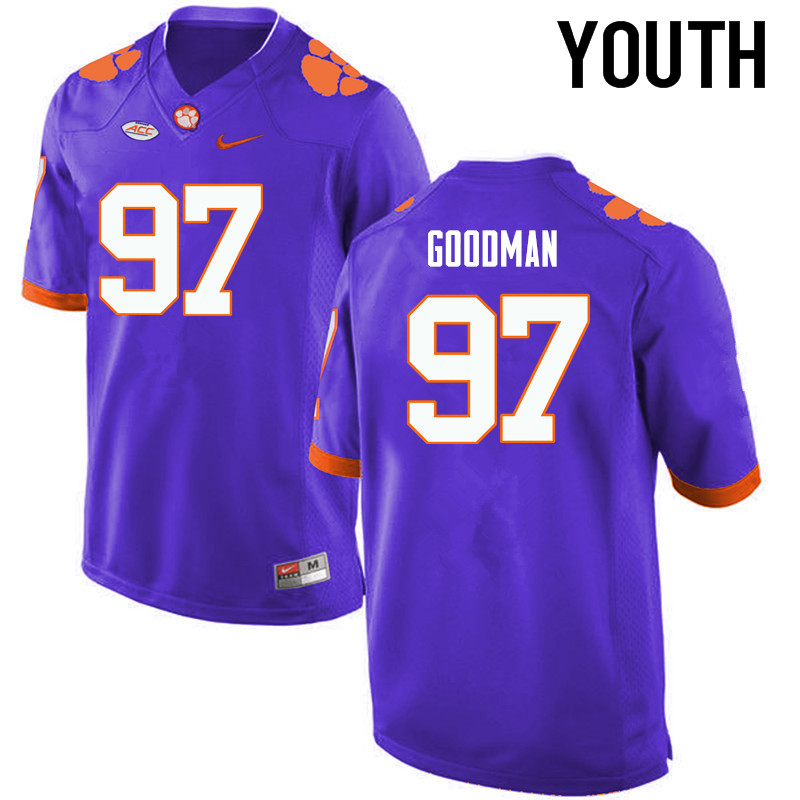 Youth Clemson Tigers #97 Malliciah Goodman College Football Jerseys-Purple